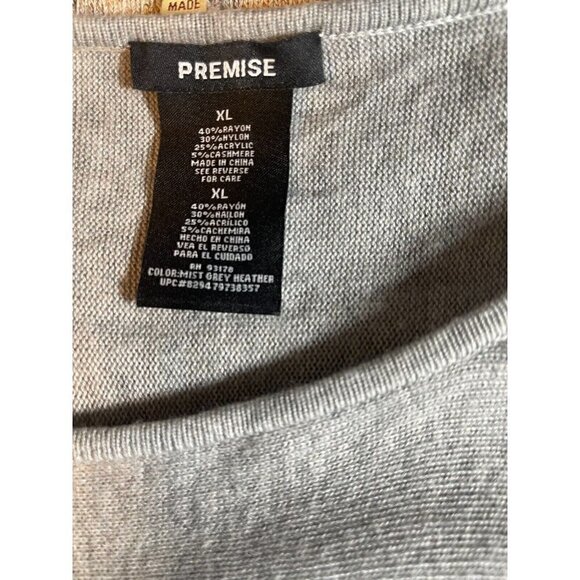 Premise XL Gray Heather Cashmere Blend Scoop Neck Long Dolman Sleeve Sweater - Picture 5 of 5